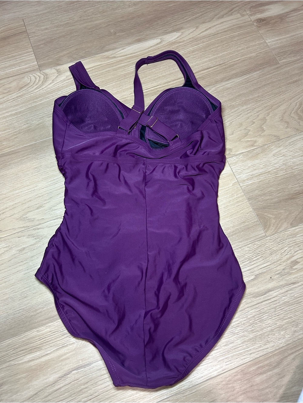 Source Unknown Purple Ruched One-Piece Swimsuit - Picture 3 of 4